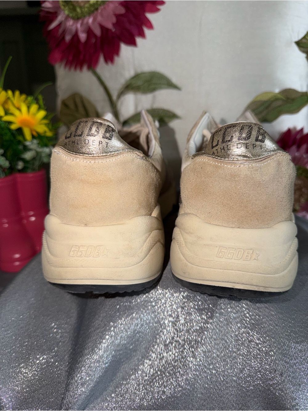 Golden Goose Running Sole Sneakers Beige Suede Gold GGDB Size 39 US 9 - Picture 11 of 14